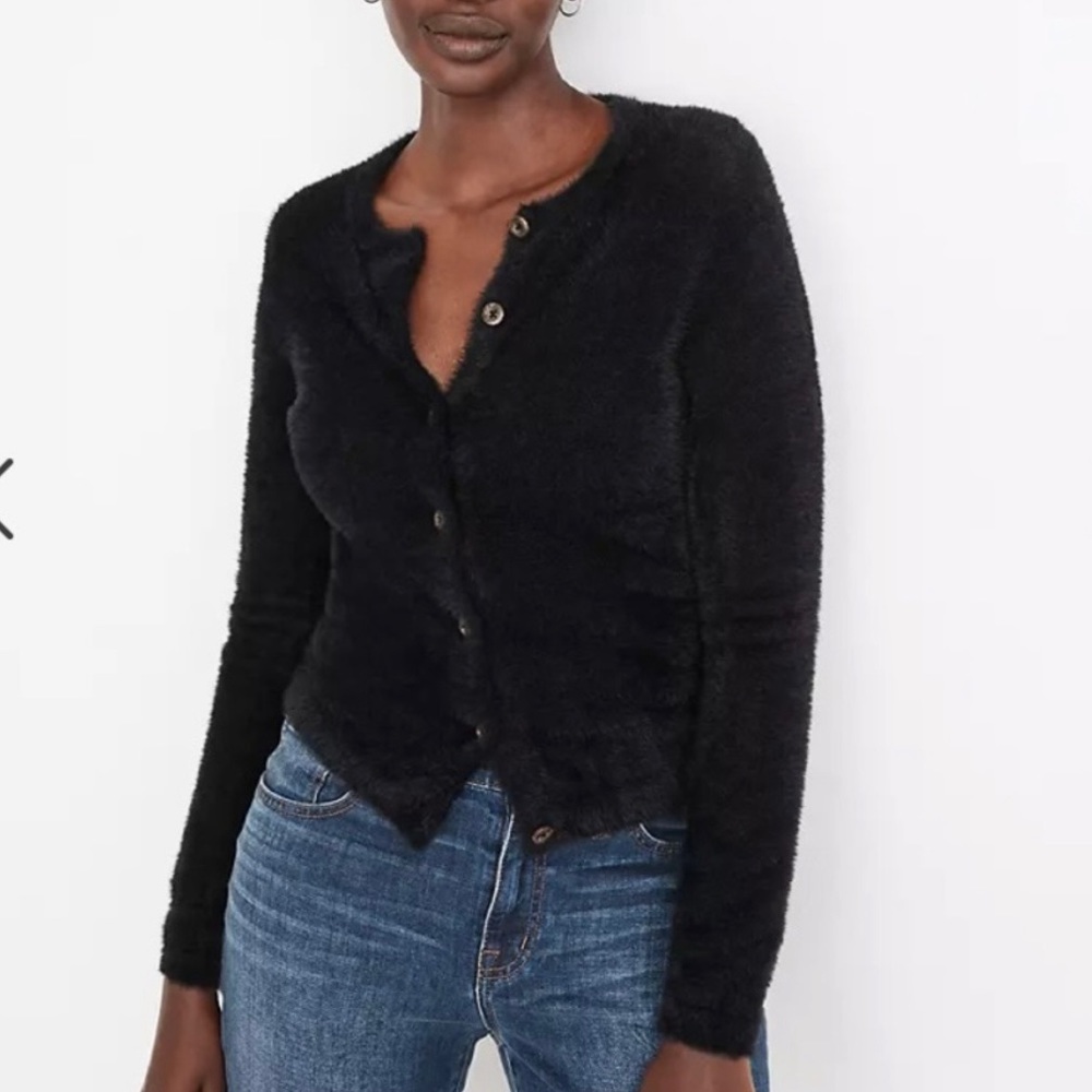 Madewell Hewitt Cardigan, black super fuzzy, size S